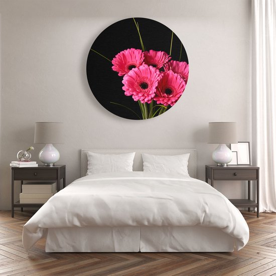 Cercle mural Artaza Dibond Fleurs de Gerbera Roses - Ø 90 cm - Groot - Cercle mural - Peinture ronde - Pour intérieur et extérieur