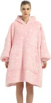 JAXY Hoodie Deken - Snuggie - Snuggle Hoodie - Fleece Deken Met Mouwen - 1450 gram - Pink Luminous