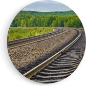 Artaza Dibond Muurcirkel Rails Spoorwegen In Een Bocht - Ø 40 cm - Klein - Wandcirkel - Rond Schilderij - Voor Binnen en Buiten
