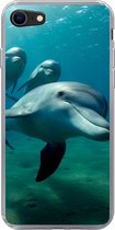 Geschikt voor iPhone SE 2020 hoesje - Water - Dolfijn - Blauw - Siliconen Telefoonhoesje