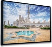 Akoestische panelen - Geluidsisolatie - Akoestische wandpanelen - Akoestisch schilderij AcousticPro® - paneel met de Sheikh Zayed Mosque - design 180 - Premium - 100x70 - Wit- Wand