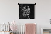 Tapisserie - Tapisserie - Lion - Animaux - Zwart - Wit - 60x60 cm - Tapisserie