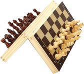 Merwey® Houten Schaakbord - 34 Centimeter - Magnetisch & Opvouwbaar - Met Schaakstukken - Schaak - Schaakspel - Schaakset - Hout