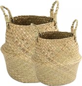 Handgemaakte Bamboe Zeegras Rotan Mand 2 Stuks - Rieten Wasmand - Tuinplant Mand - Opberger - Maat S en L