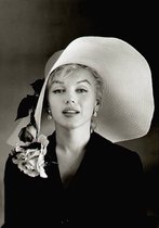 Dibond - Filmsterren - Retro / Vintage - Marilyn Monroe in wit / grijs / zwart - 100 x 150 cm.