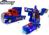 Robot transformer Truck - robot en vrachtwagen  2 in 1 voertuig - led licht + geluid en kan rijden 24CM (incl. batterijen)