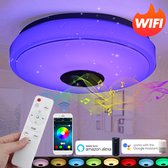 100W RGB Bluetooth LED Muziek Plafonnieres Plafondlampen Lampen-met spreker/Dimbare lampen/Afstandsbediening-APP Bediening-voor badkamer, slaapkamer, balkon, keuken en woonkamer