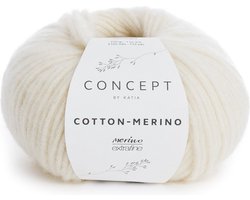 Cotton-Merino Katia Ecru Kleurnr. 100 - merino wol - breigaren - breien - haken - sjaal breien - muts breien - debardeur breien - super zacht - garen - breiwol - breien voor beginners
