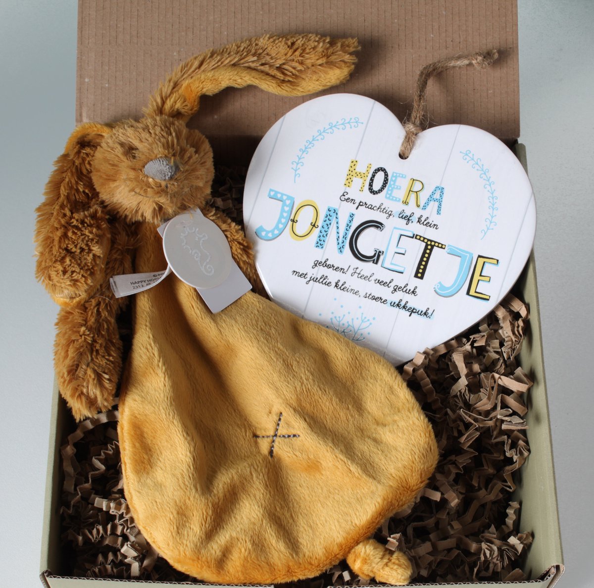 Minibox Hoera een jongetje - kraamcadeau jongen - cadeau baby