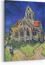 Schilderij op Canvas - 45 x 60 cm - De kerk van Auvers - Kunst - Vincent van Gogh - Wanddecoratie - Muurdecoratie - Slaapkamer - Woonkamer