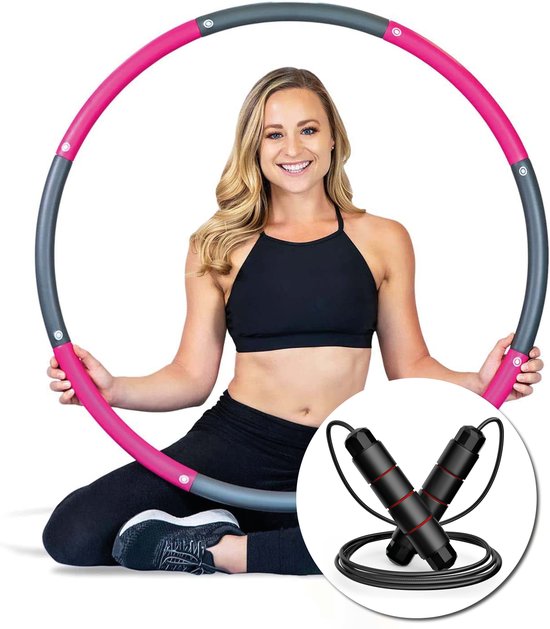 Tunturi Fitness Hoelahoep - Fitness hoepel - Fitness hulahoop - 1,8 kg - Groen/Grijs - Incl. gratis fitness app