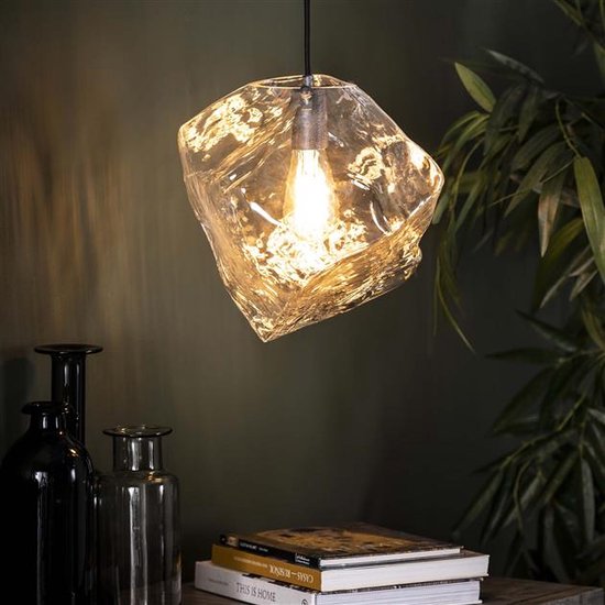 HJXDtech Hanglamp koepel van glas, transparant, vintage, industrieel
