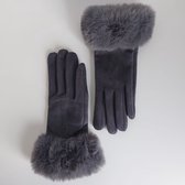 Yoonz - Handschoenen - Met Bondje - Touchscreen Handschoenen - One Size - Donker Grijs