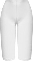 Dames Legging - Capri Legging - Driekwart - High Waist - Met Kant - Katoen - Basic - Wit - Maat L (709)