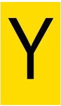 Mini letter Y, geel zwart 38 x 89 mm - 6/vel