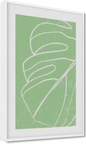 Akoestische panelen - Geluidsisolatie - Akoestische wandpanelen - Akoestisch schilderij AcousticBudget® - paneel met getekend monstera blad - design 62 - 50x70 - Wanddecoratie - wo