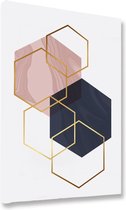 Akoestische panelen - Geluidsisolatie - Akoestische wandpanelen - Akoestisch schilderij AcousticBudget® - paneel met abstracte gouden elementen - design 77 - 90x60 - Wanddecoratie