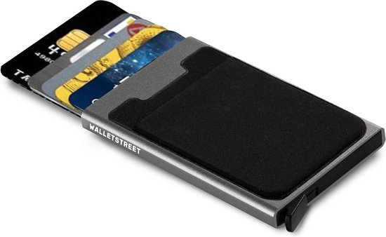 Walletstreet Uitschuifbare Pasjeshouder DS Plus - Walletstreet Aluminium Creditcardhouder Card Protector Anti-Skim/ RFID Card Protector 8 Pasjes – Grijs/Grey