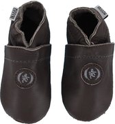 Baby Slofjes Zachte Zool | 3 tot 18 maanden | Maat: 17 (6-9 maanden) | 100% echt leer | Kleur: donker bruin