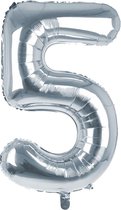 Cijfer Ballon '5'  Zilver (100CM)
