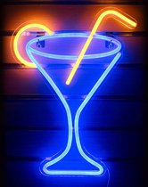 Retro Neon Verlichting – Eenvoudig op te Hangen – Cocktail – Blauw/Geel
