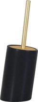 Toiletborstel met houder rond - Keramiek – RVS - WC borstel - staand - modern - Zwart