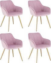Eetkamerstoelen - Set van 2/4 - Vintage fluwelen fauteuils - Accent stoelen - voor woonkamer slaapkamer keuken - met metalen stoelpoten - 4 stuks - 03
