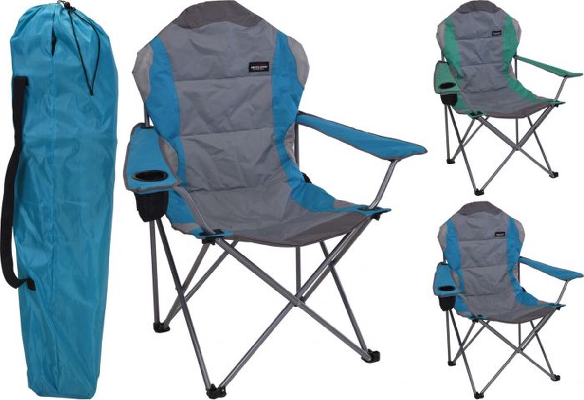 Opvouwbare campingstoel grijs-turquoise opvouwbare visstoel met bekerhouder & draagtas — cadeau in Sport & Outdoor - foto 2