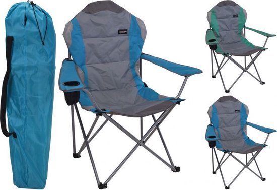 Opvouwbare campingstoel grijs-turquoise opvouwbare visstoel met bekerhouder & draagtas — afbeelding 2