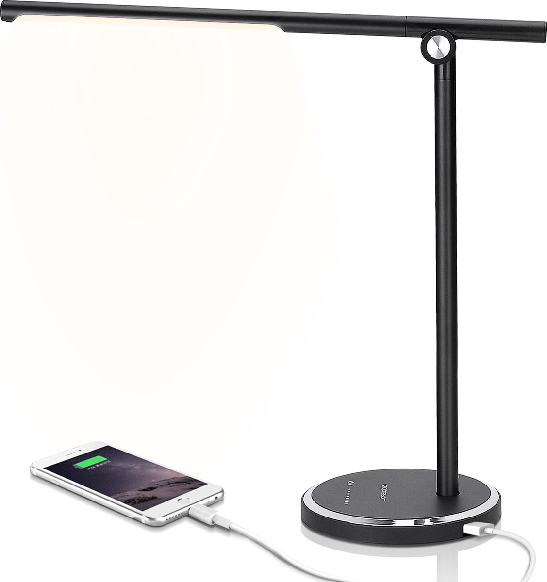 Aigostar Vince - Bureaulamp led dimbaar - Opvouwbaar - USB Opladen - Smart Touch - Zwart - Aigostar