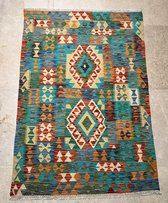 The Curious- Turks tapijt- Kilim- Handgemaakt- %100 Wol- Multikleur Patroon- 104x152 cm