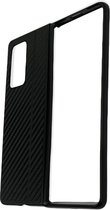 Samsung Galaxy Z Fold 3 5G Zwart Streep Luxe Back Cover Carbon hoesje kusntstof achterkant