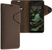 kalibri telefoonhoesje voor Samsung Galaxy A22 5G - Hoesje met pasjeshouder en standaard - bruin - Wallet case