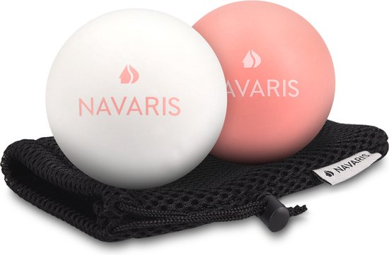 Foto: Navaris lacrosse massageballen 2x triggerpoint massage bal voor rug benen en nek fascia voetroller ballen voor zelfmassage set van 2