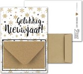 Geldkaart met mini Envelopje -> Nieuwjaar - No:05 (IJssterren-goudkleurig-Zwart-Gelukkig Nieuwjaar) - LeuksteKaartjes.nl by xMar