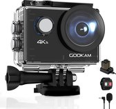 Gookam®️ - GO2 Action Camera 4K met Microfoon - 40 Meter Waterproof - 20 MP - Met veel Accessoires - Zwart