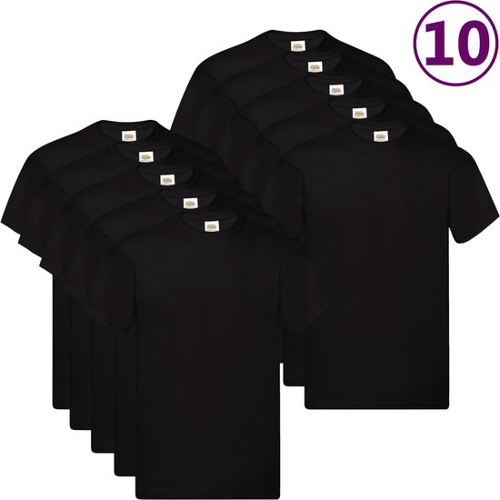 Fruit of The Loom T Shirts Original 10 st M Katoen Zwart