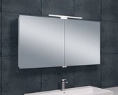 Klea Luxe Spiegelkast 120x60x14cm Met LED Verlichting Stopcontact Binnen en Buiten Spiegel Glazen Planken Aluminium