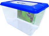 Boon plastic aquarium met blauwe deksel, 15 liter.