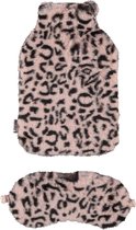 Kruik | Warmwaterkruik | Leopard print met oogmasker | Bruin | Kruik met hoes | Kruik baby | Kruiken | Kruikzak | Kruikenzak | Kruik hoes | Apollo