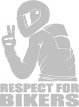 Respect for bikers sticker - Auto stickers - Auto accessories - Stickers volwassenen - 11 x 15 cm Zilver - 101