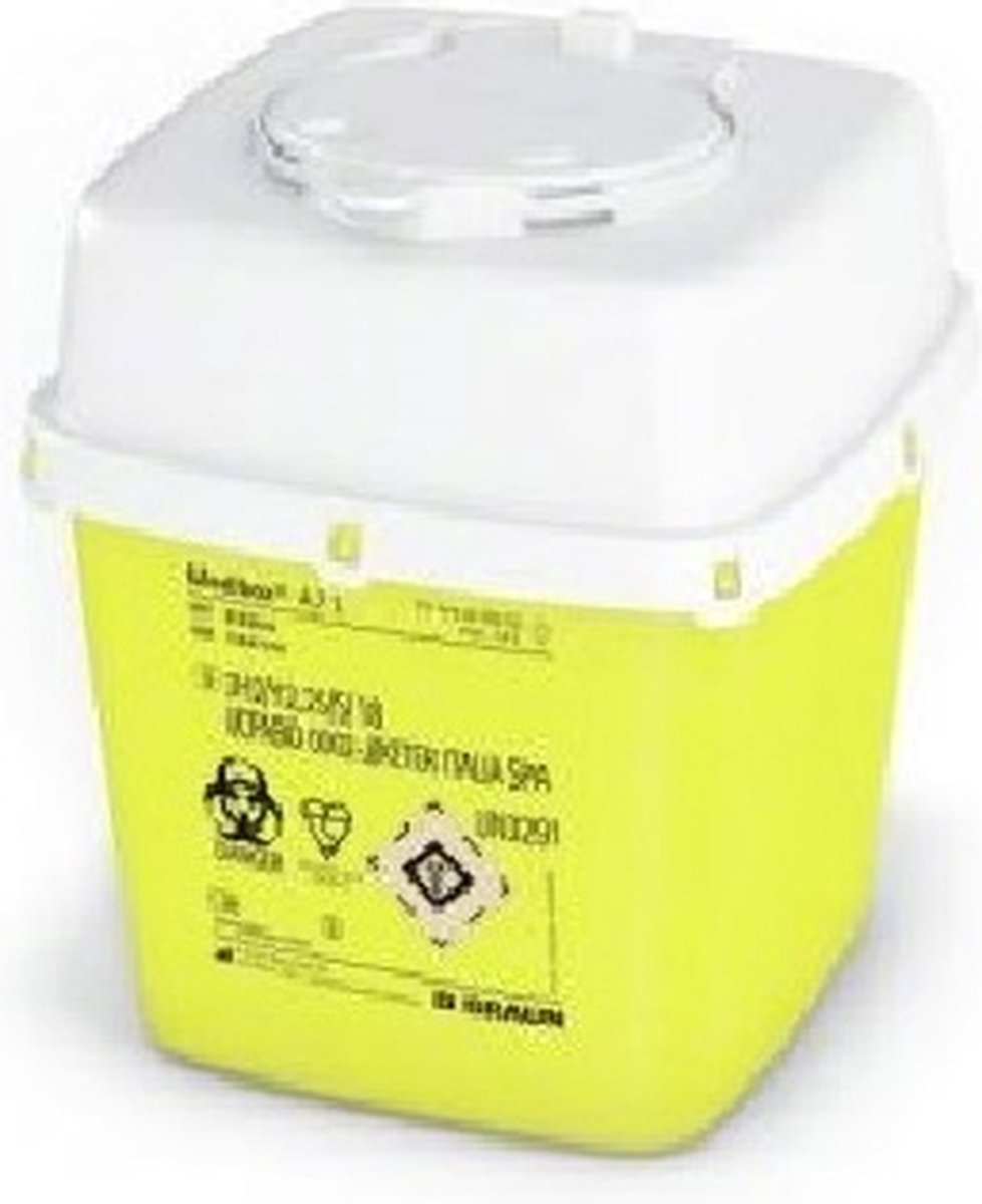 Careline medibox canule afvoercontainer - geel/wit - 2,4 liter
