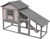 Flamingo konijnenhok cottage quincy grijs - hout - 151x66x100cm + gratis drinkfles 100ml