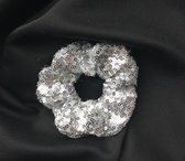 Scrunchie haarelastiek XL - gebroken wit gemêleerd - voor bruiloft en 1e communie