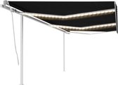 Decoways - Luifel handmatig uittrekbaar met LED 6x3,5 m antracietkleurig