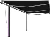 Decoways - Luifel automatisch uittrekbaar met palen 6x3,5 m antracietkleur