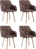 Decoways - Eetkamerstoelen 4 stuks stof taupe