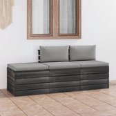 Decoways - 3-delige Loungeset met kussens pallet massief grenenhout