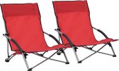 Decoways - Strandstoelen 2 stuks inklapbaar stof rood