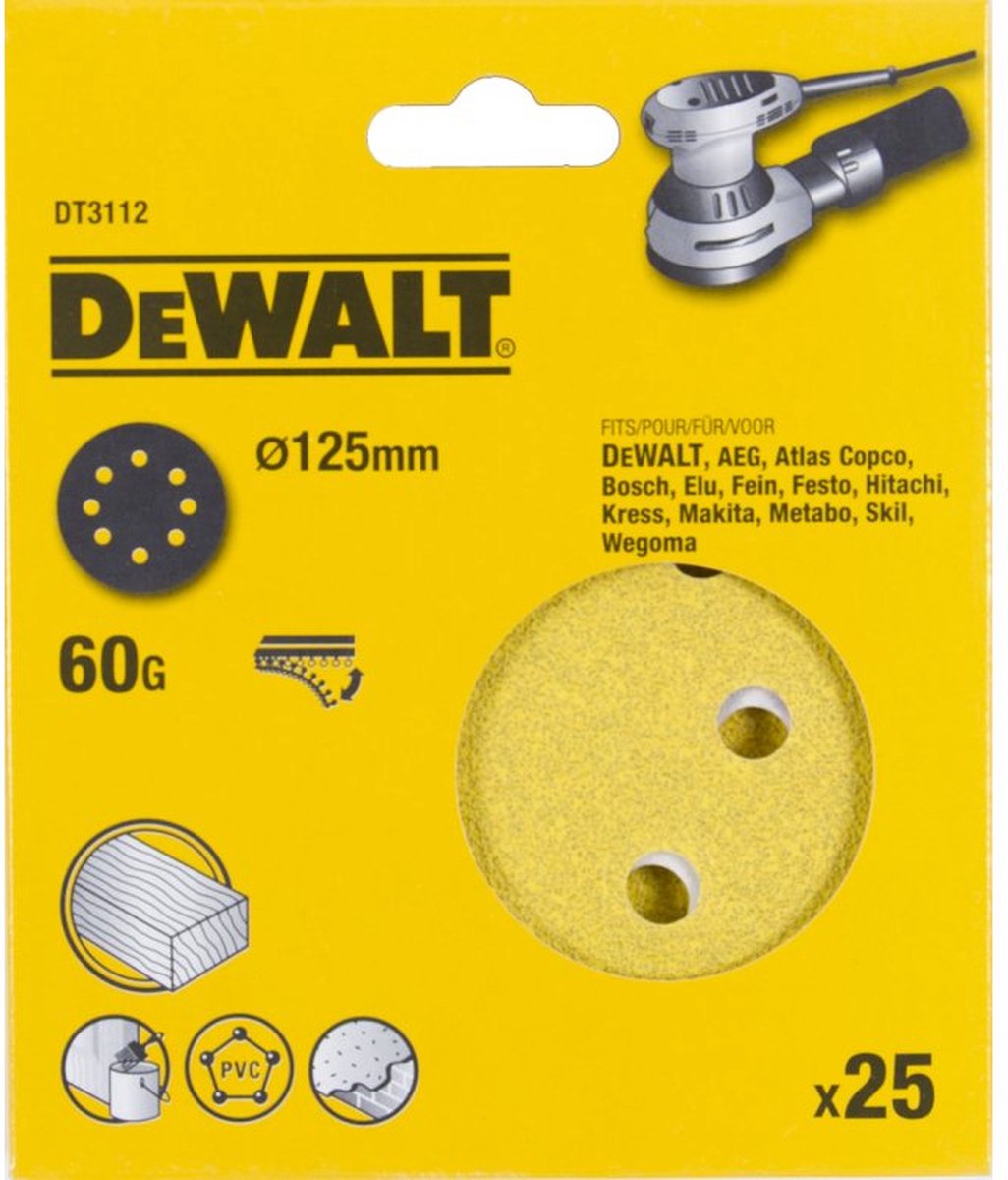DeWALT DT3112 P60 Schuurschijf 125mm VE=25